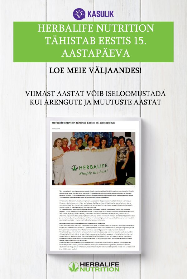 Herbalife Nutrition tähistab Eestis 15. aastapäeva